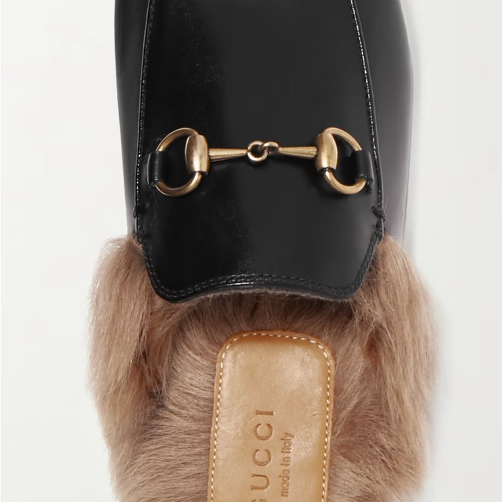 Gucci Princetown Black Leather Loafers with Fur Lining Women’s Size 10